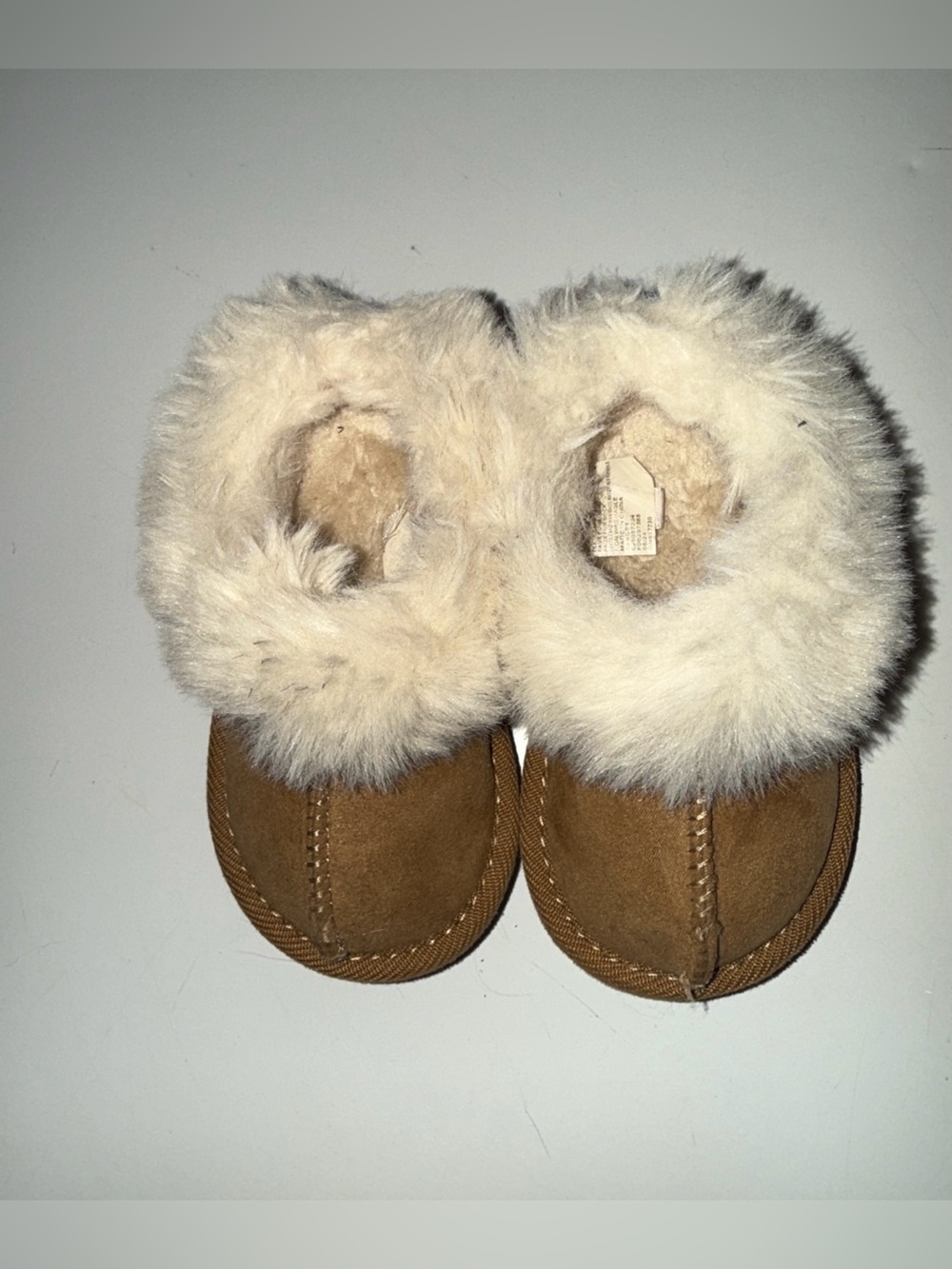 Toddler Faux Fur Lined Brown Suede Booties - Cozy Winter Slip-Ons